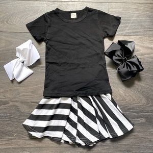 Black top and Pin stripe skirt BNWT, Girls set!